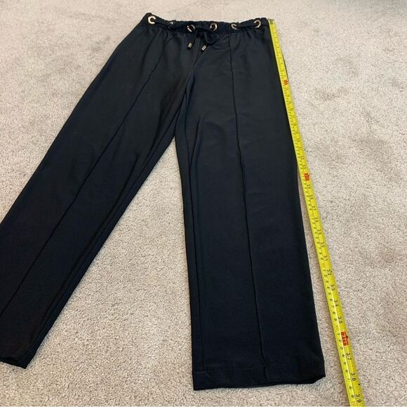 JOSEPH Ribkoff Black gold grommet stretchy spandex drawstring pants Sz 8 - Picture 7 of 9